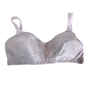 Amoureuse Pale Pink Floral Lace Wireless Full Coverage Bra 44DDD 27-0143-1